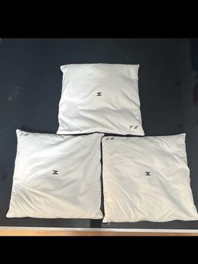 Celine White Decorative Pillow Covers with Black Logo - Set of 3